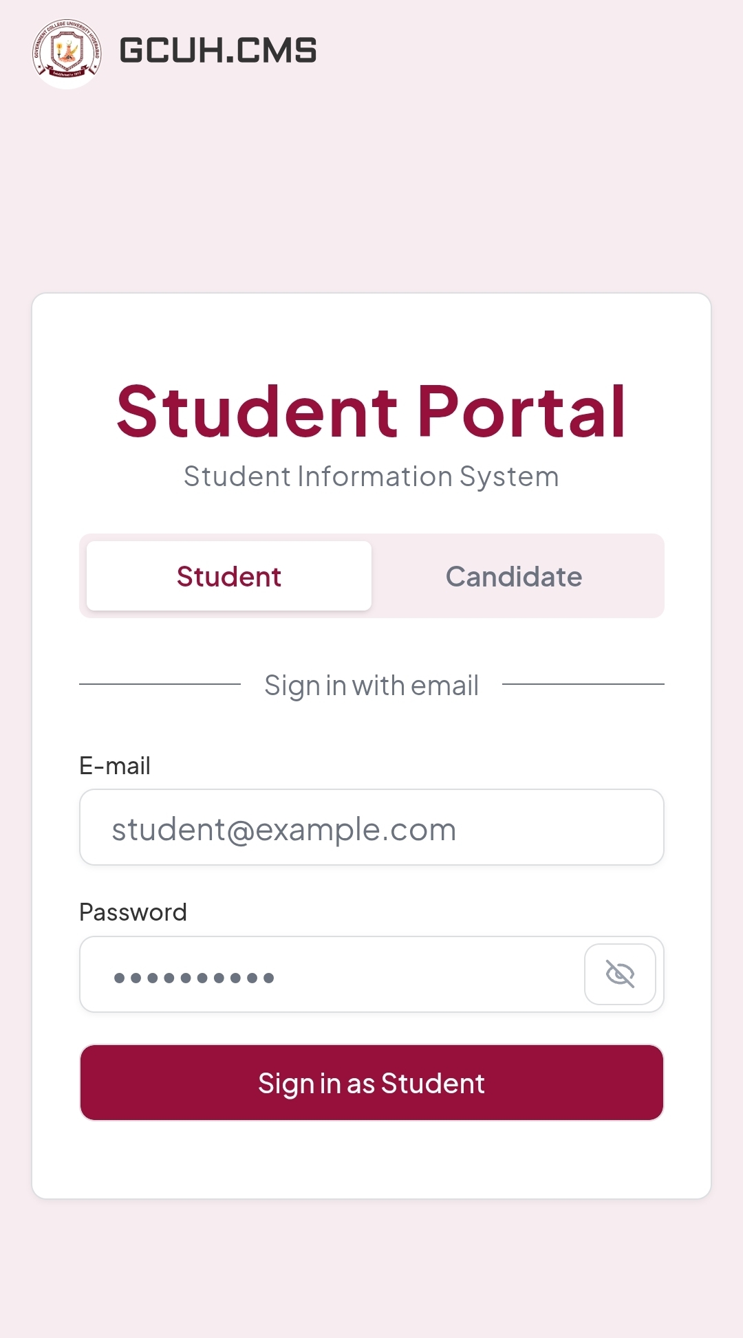 Campus Management System GCUH